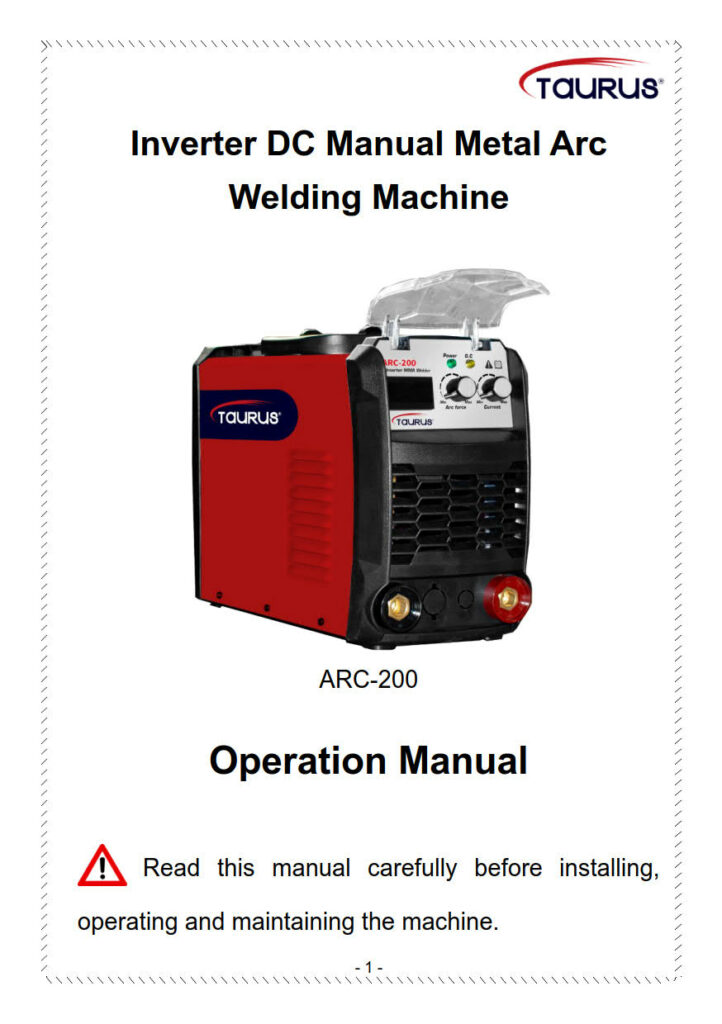 Operator Manuals - TAURUS ARC200_1